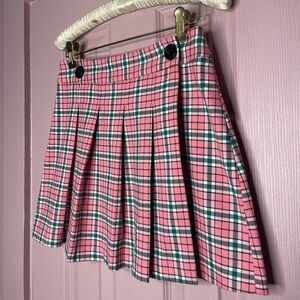 Topshop pink plaid pleated skirt